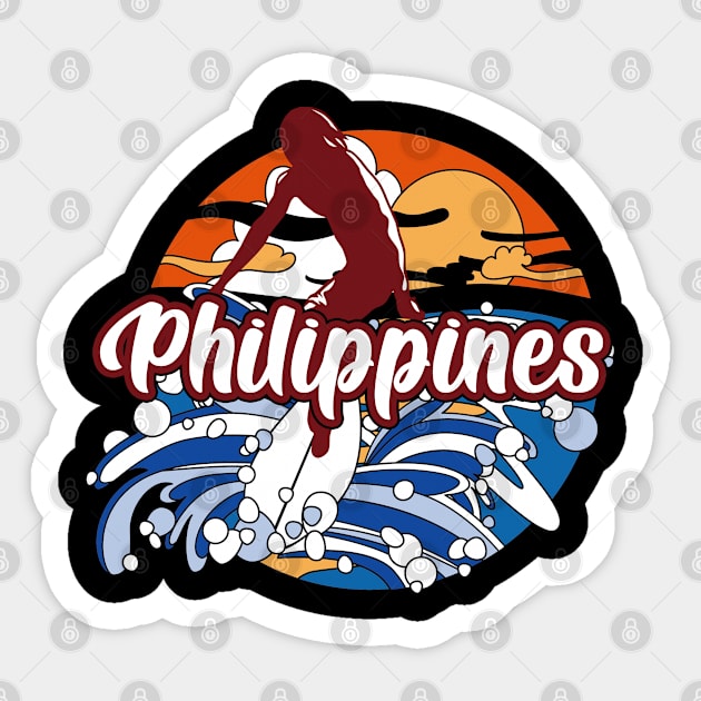 Philippines surfing trip fitting gift. Perfect present for mother dad father friend him or her Sticker by SerenityByAlex